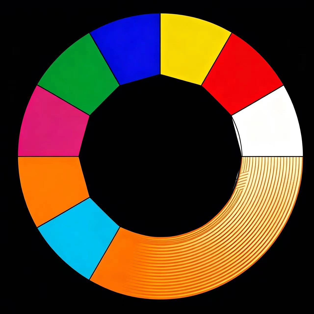 GML ALED BSW 480 CMY LED Moving Head — color wheel showing 8 discrete colors plus CTO gradient